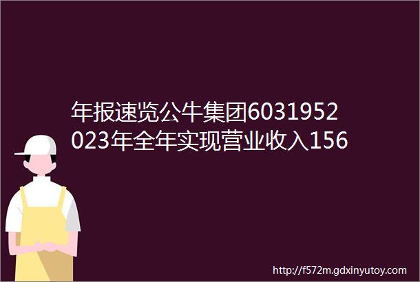 年报速览公牛集团6031952023年全年实现营业收入15695亿元同比增长1146