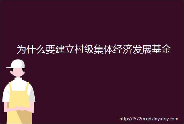 为什么要建立村级集体经济发展基金