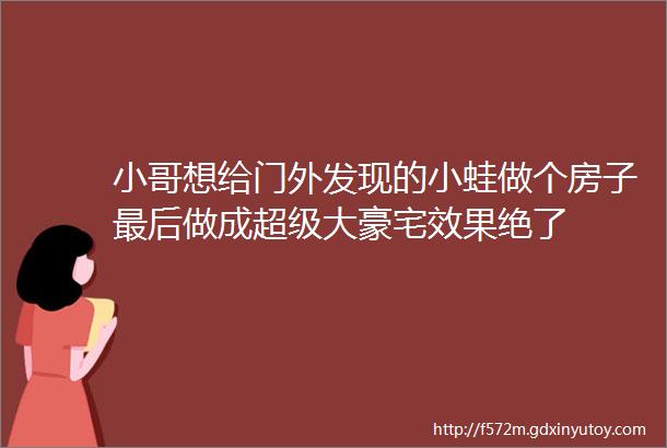 小哥想给门外发现的小蛙做个房子最后做成超级大豪宅效果绝了