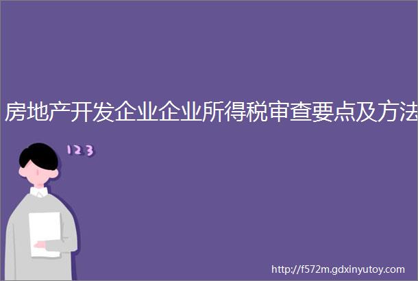 房地产开发企业企业所得税审查要点及方法