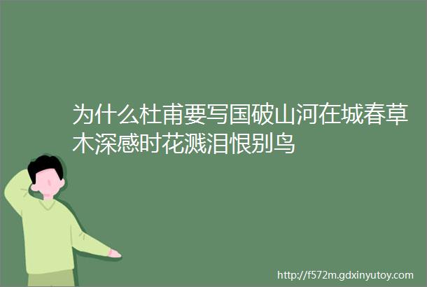 为什么杜甫要写国破山河在城春草木深感时花溅泪恨别鸟